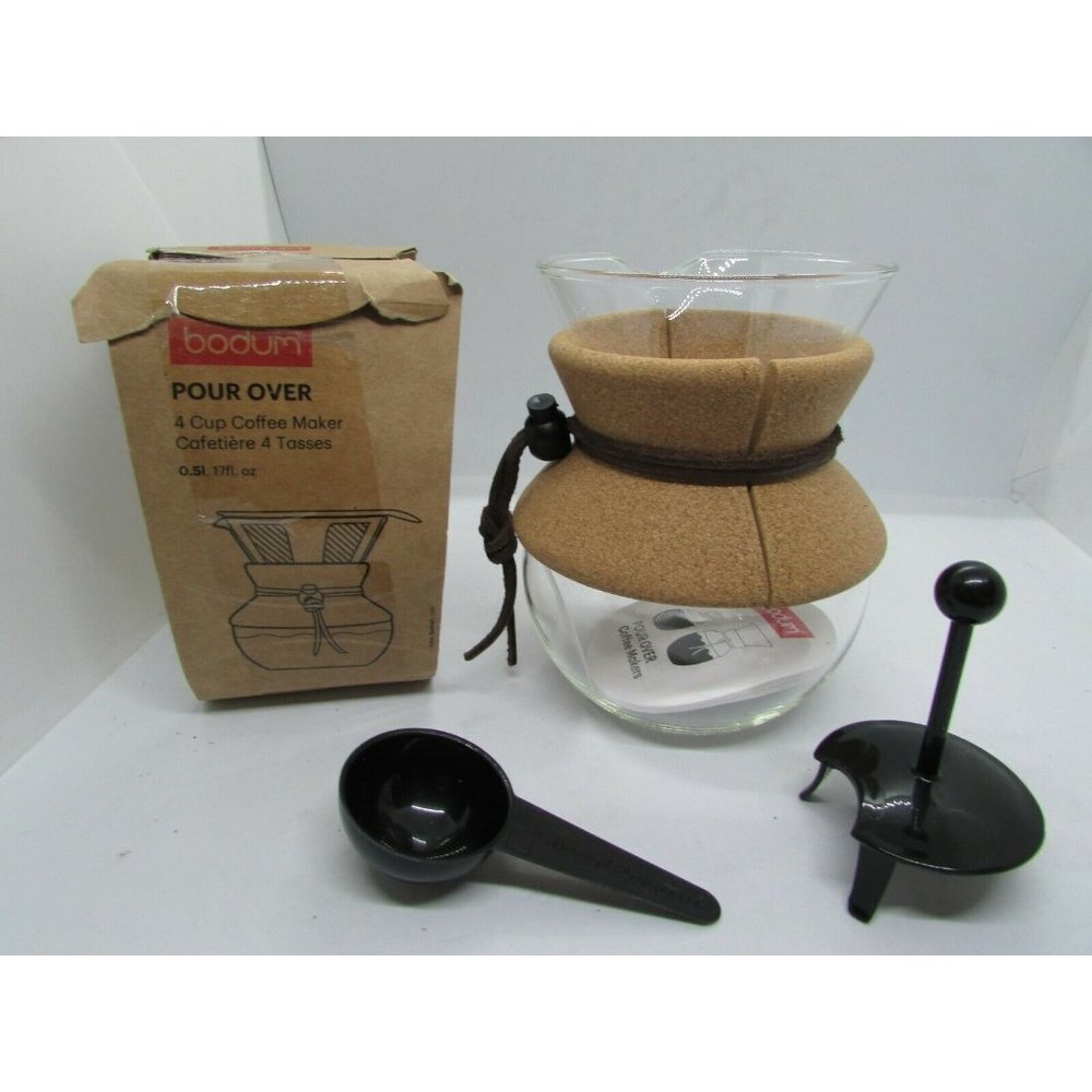 Bodum Pour Over Coffee Maker, 17 Ounce, .5 Liter, Cork Band Filter not included
